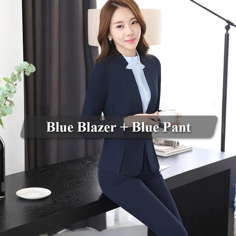 2 Piece Gray Pant Suits Formal Ladies Office