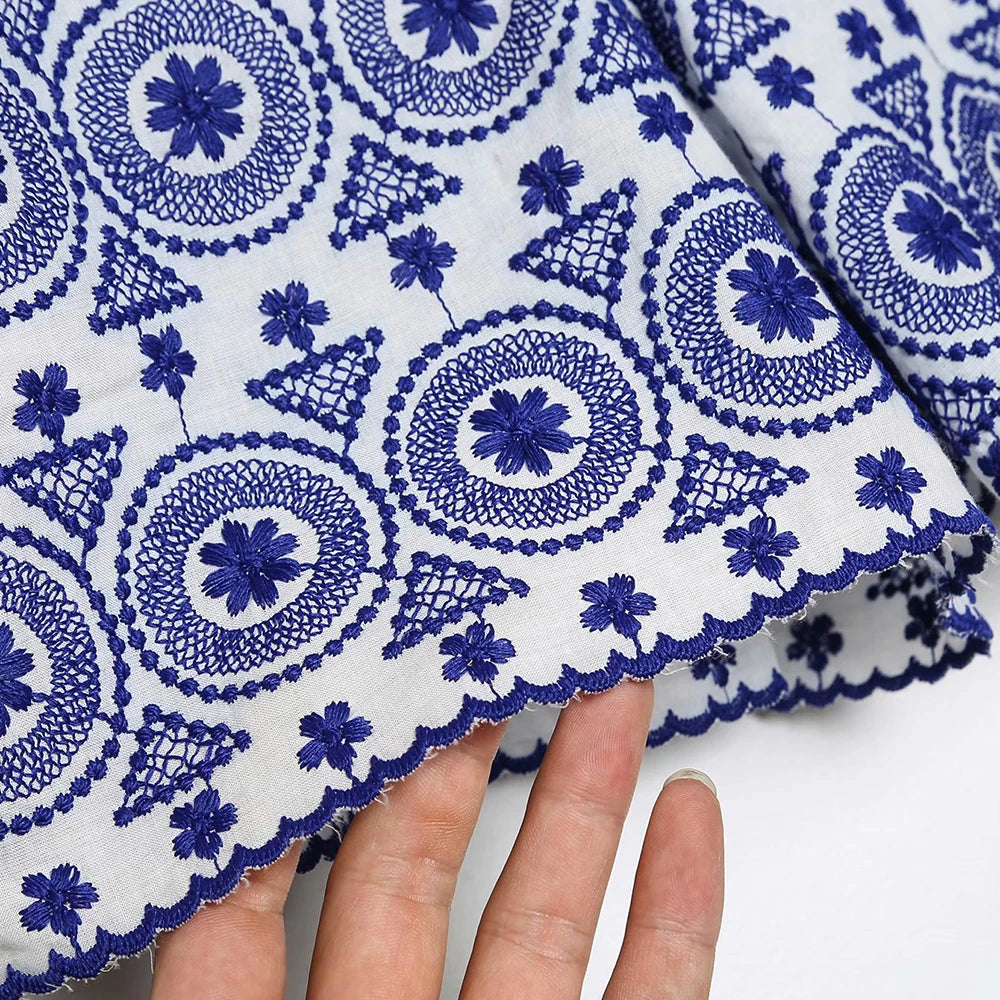 Klacwaya Women 2021 Blue Embroidery High Waist Shorts Fashion Lady Boho Style Shorts Vintage Side Zipper Chic Female Pants