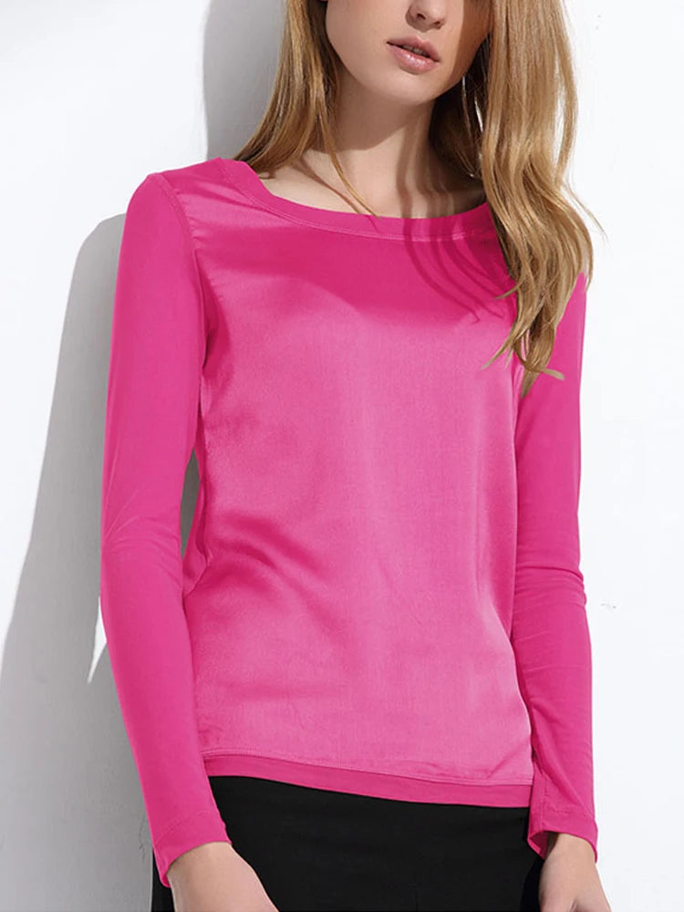 Women's Shirts Blouses 2024 Long Sleeve Formal Chiffon Blouse Women Shirts White Black 9 Color Silk Tops and Tees Satin Blouse