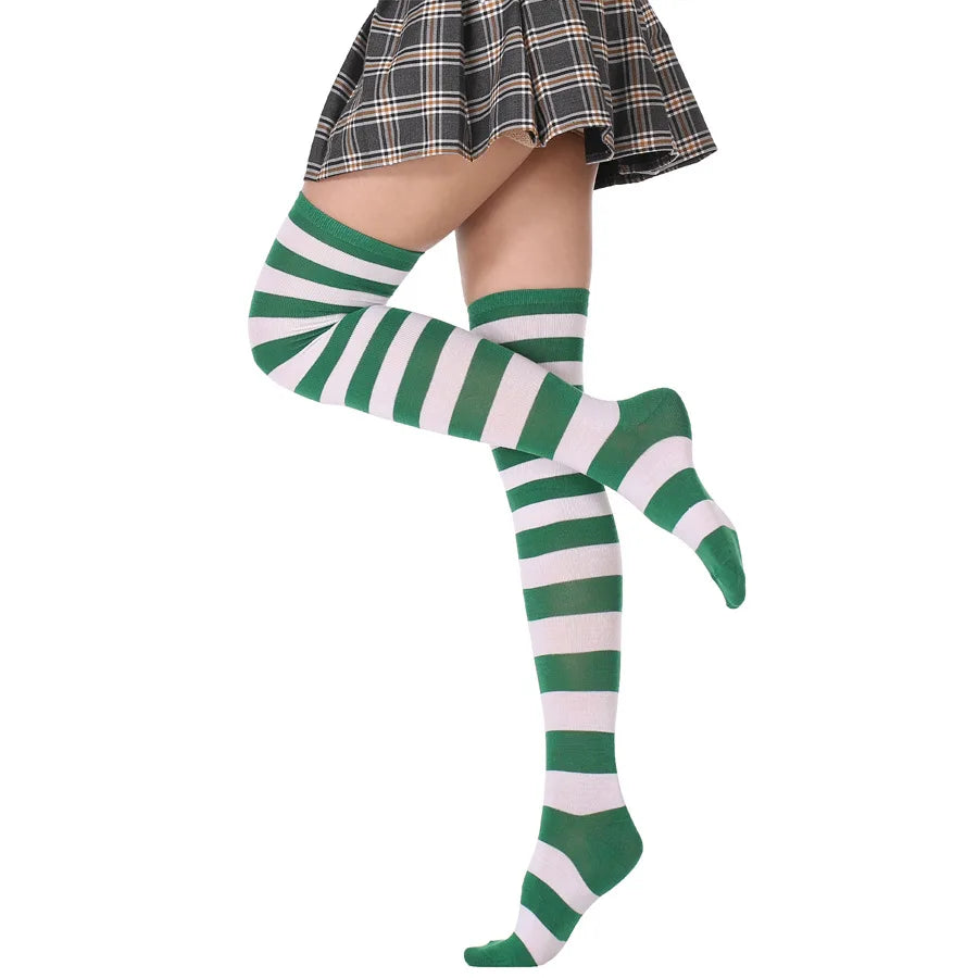 JK Woman Cosplay Stockings Black Red Strips Lolita Long Socks Over Knee Thigh High Socks Women Compression Socks