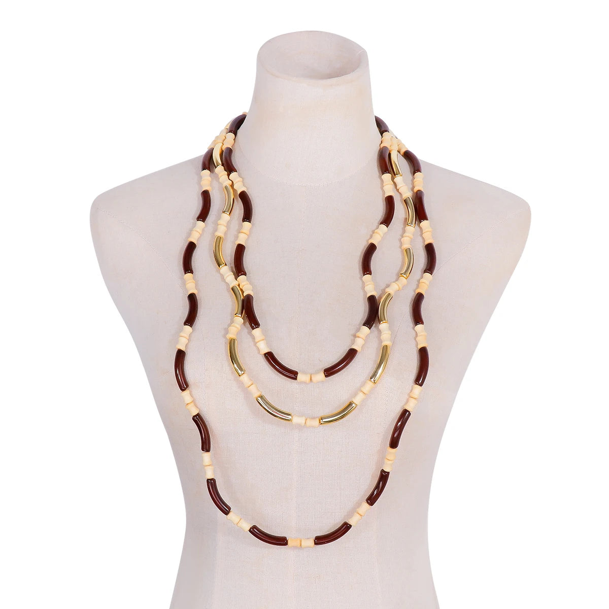 2024 New Wooden Splicing ZAA Necklace For Women Boho Retro Neck Jewelry Statement Bracelet Necklaces Set