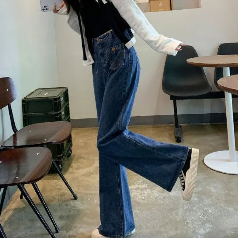 Blue Women's Jeans High Waist Shot Trousers Straight Leg Pants for Woman Cheap Harajuku Fashion Basics Luxury Designer Summer R