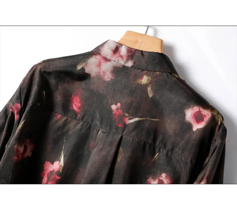 Chiffon Vintage Women's Shirts Spring/summer Prints Blouses Loose Long Sleeves Women Tops Fashion Clothing 2024 Korean