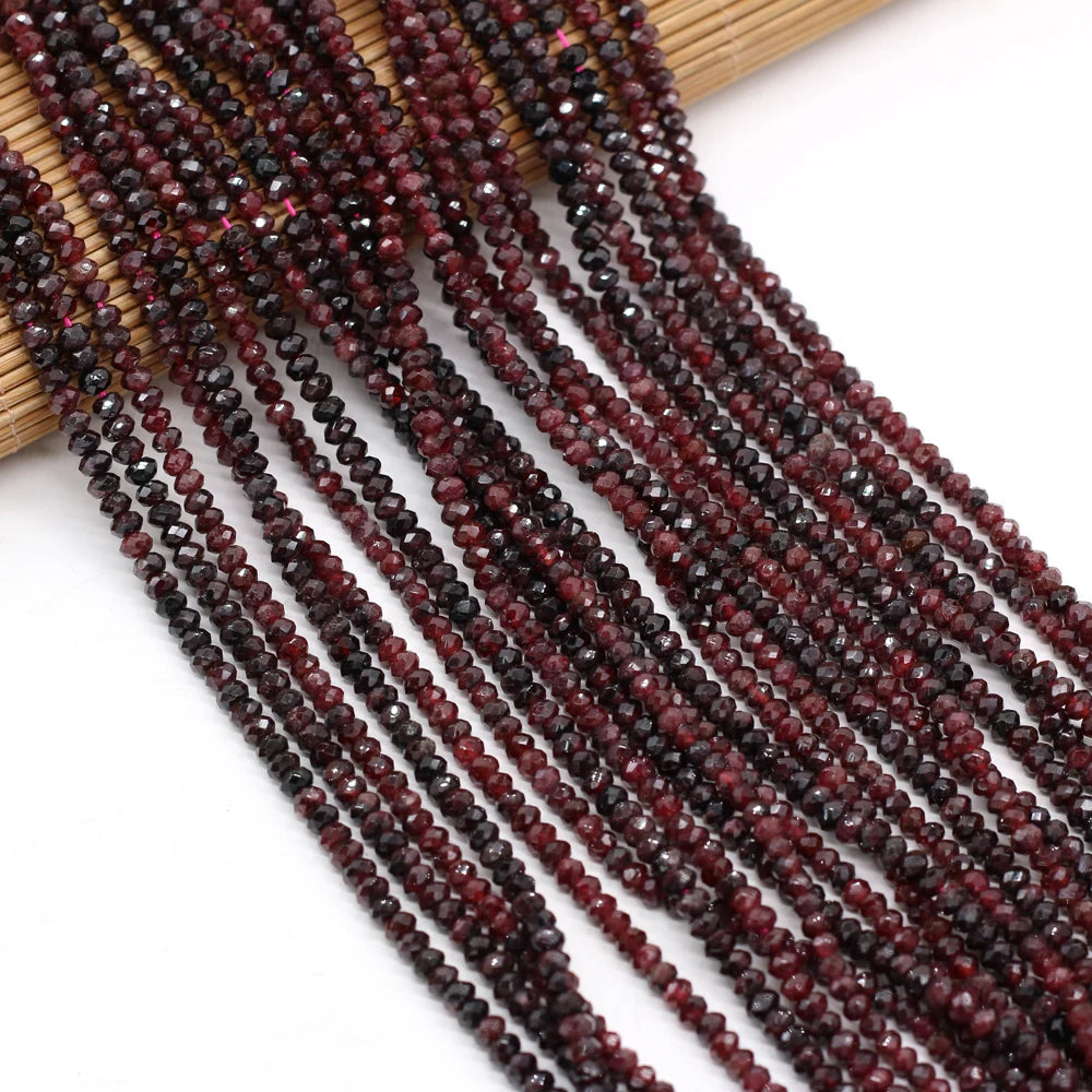 100% Natural Stone Garnet Beads Loose Faceted Quartzs Bead for Jewelry Making Diy Women Necklace Bracelet Accessories