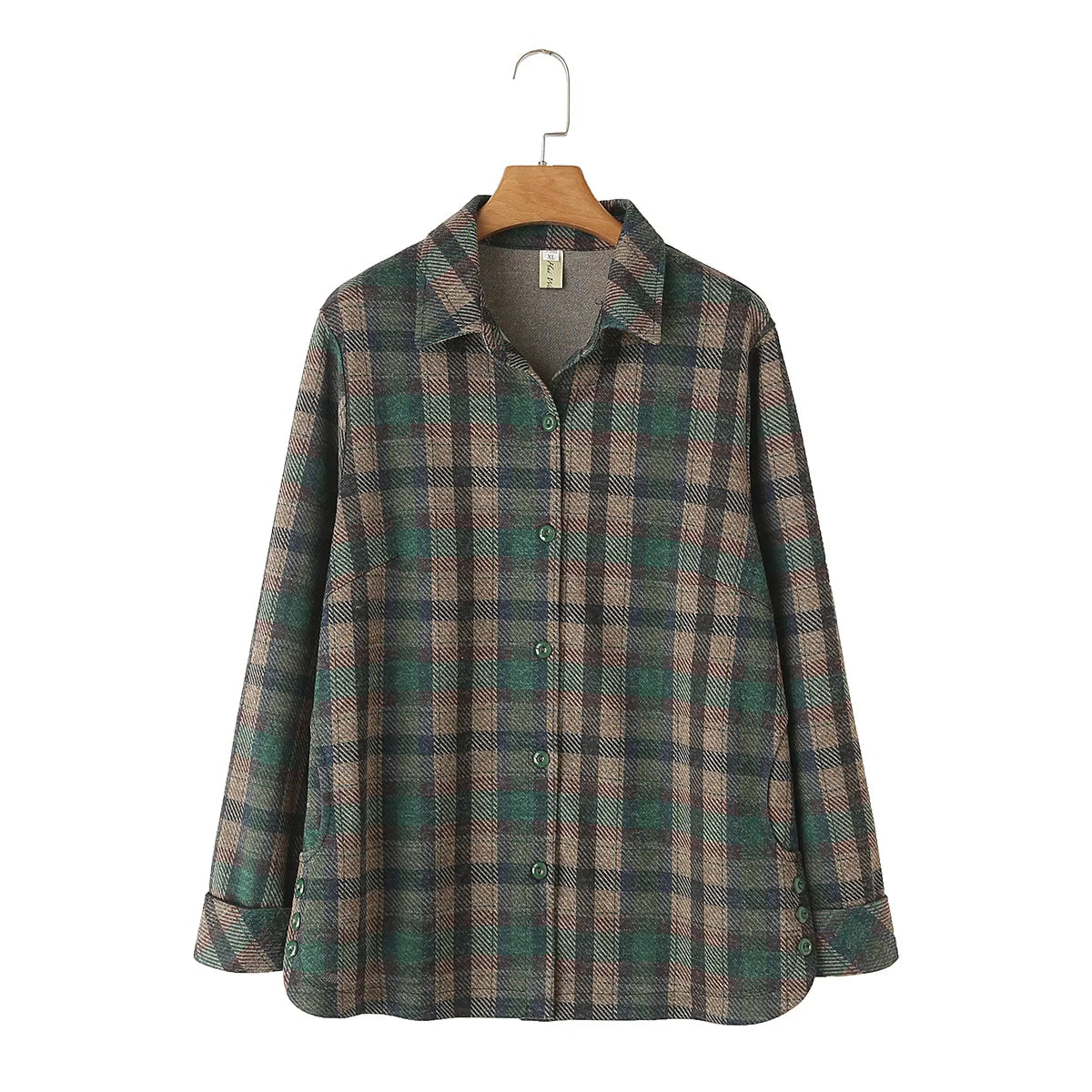 Long-sleeved Plaid Shirt Women Plus Size Autumn Winter Casual Clothing Blouses Outwear G51 8918