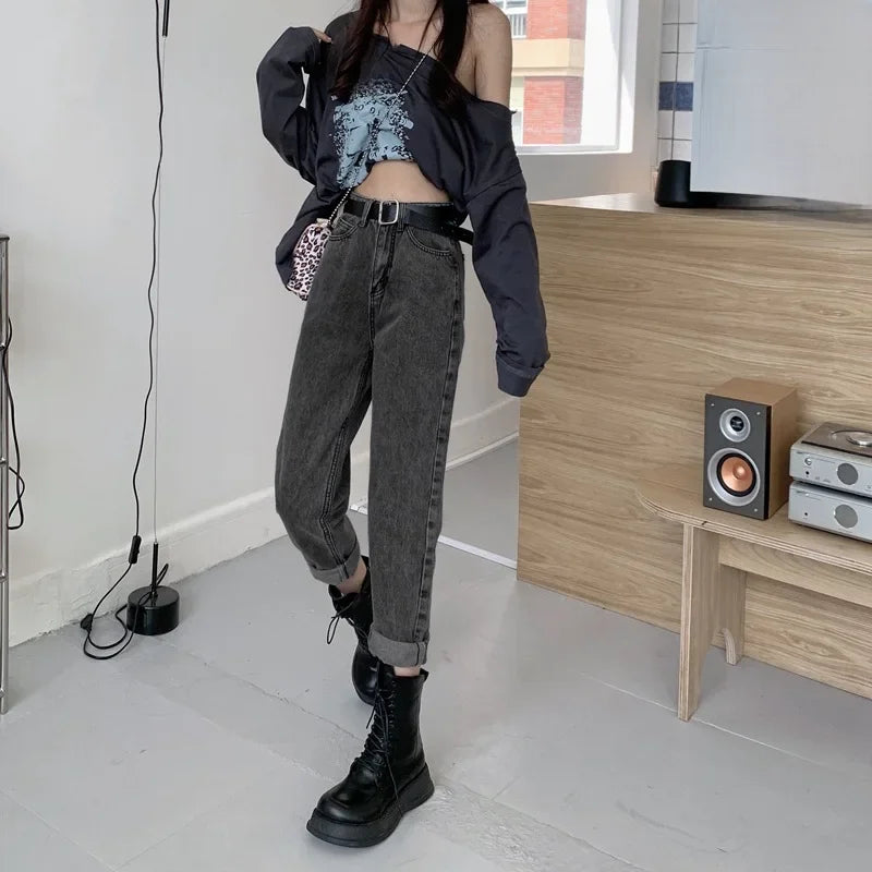 High-waisted Slimming Women's Jeans Straight-leg Loose-fit Spring/autumn 2021 Style Student/dad's Carrot Pants