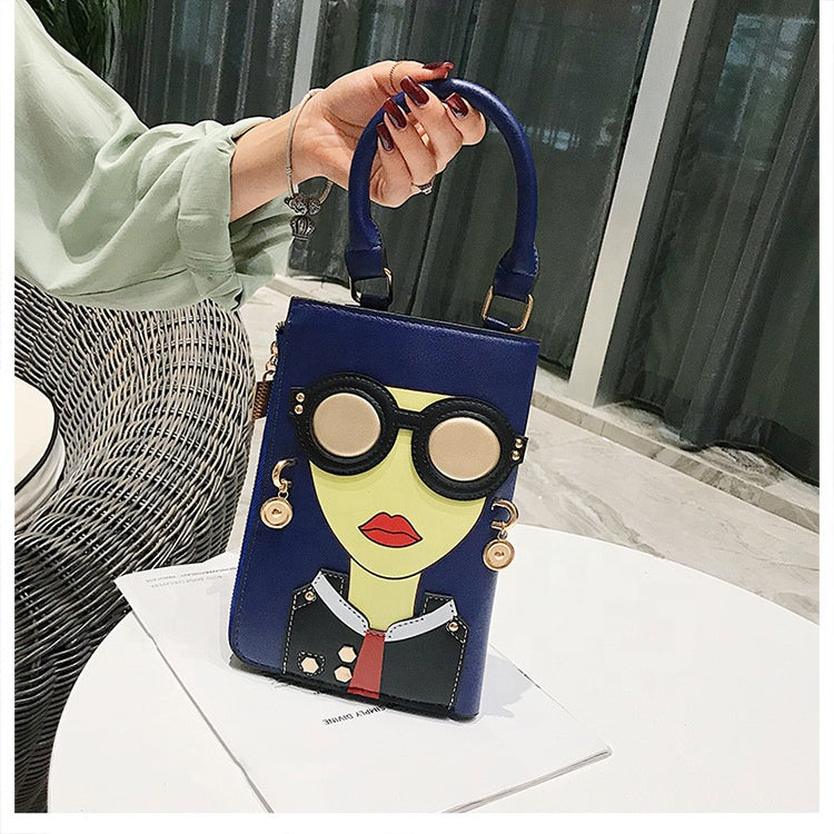 New Design Leather Face Chain Square Purses Tote Fashion Girls Crossbody