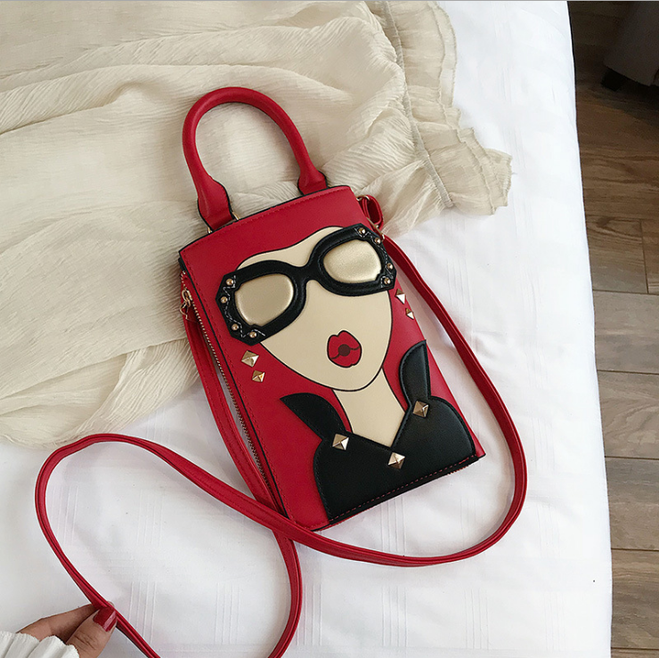 New Design Leather Face Chain Square Purses Tote Fashion Girls Crossbody