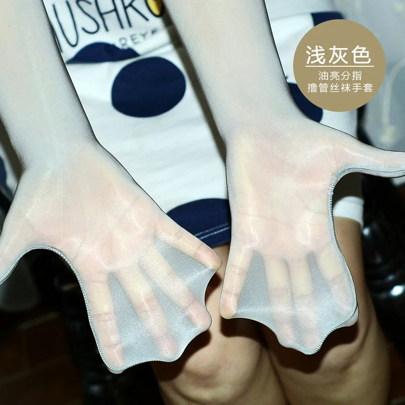 Sexy Lace Thin Transparent Hollow Breathable Long Gloves Seamless High Elasticity Solid Women Man White Black Stocking Gloves