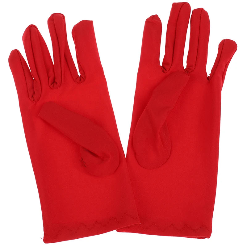 Glove Girl Lady Satin Short Finger Wrist Gloves Smooth Evening Party Formal Prom Costume Stretch Gloves Red White