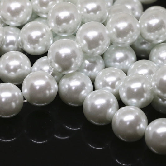 Popular white shell pearl round simulated-pearl loose beads 4 6 8 10 12 14mm diy women necklace bracelet jewelry 15inch B1604