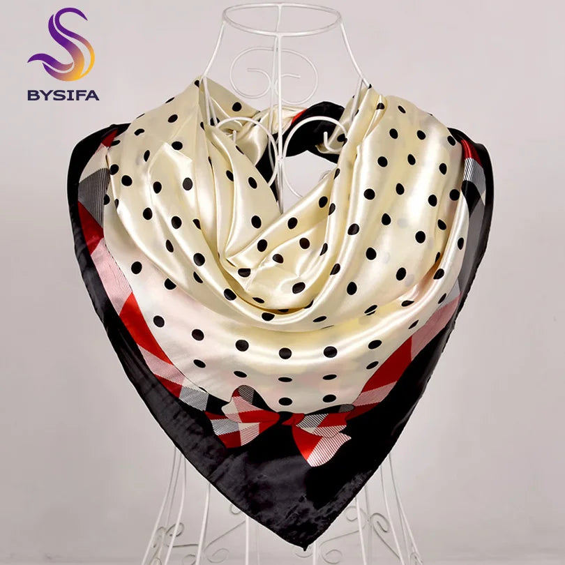 [BYSIFA] Scarf Winter Fashion Brand Square Scarves Shawls Sweet Pink Chain Design Scarves Bandana Spring Fall Head Hijab Scarf