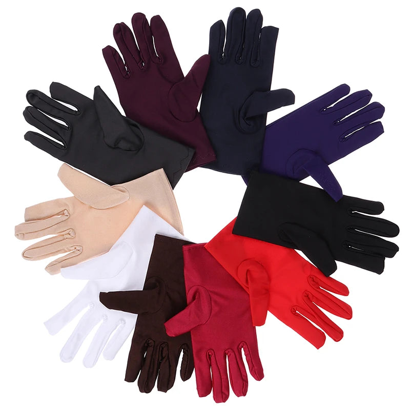 Glove Girl Lady Satin Short Finger Wrist Gloves Smooth Evening Party Formal Prom Costume Stretch Gloves Red White