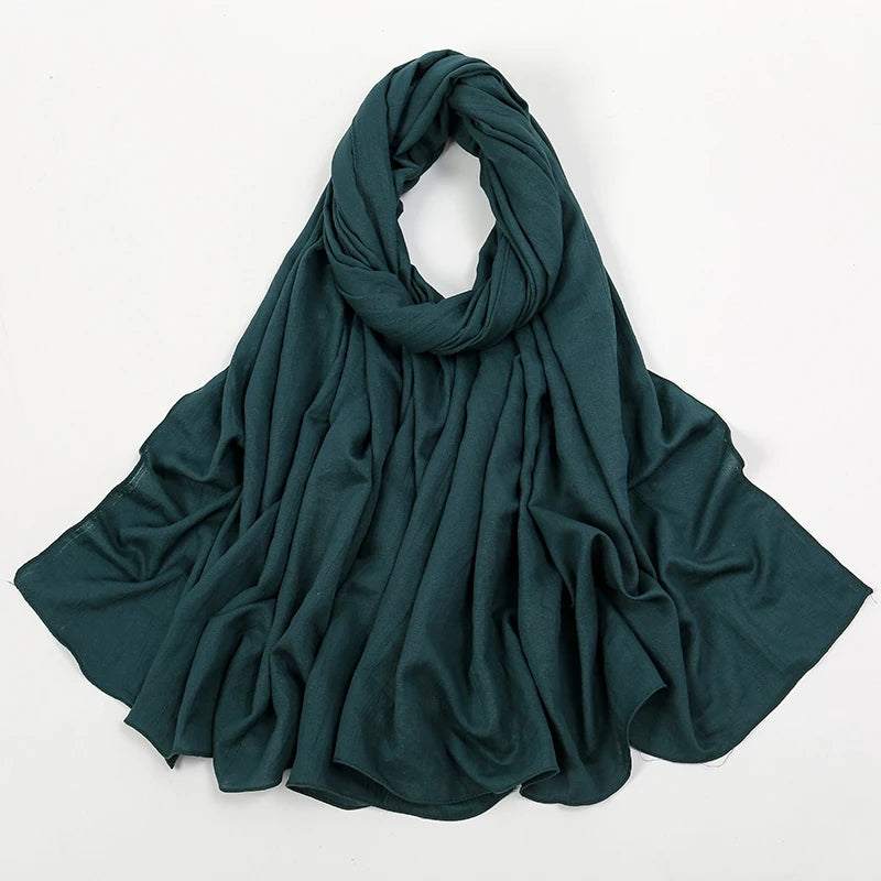 Plain Cotton Feel Wrinkle Hijab Scarf Woman Muslim Hijab Shawls Soft Long Wraps Solid Color Ladies Turban Elegant Headband Stole