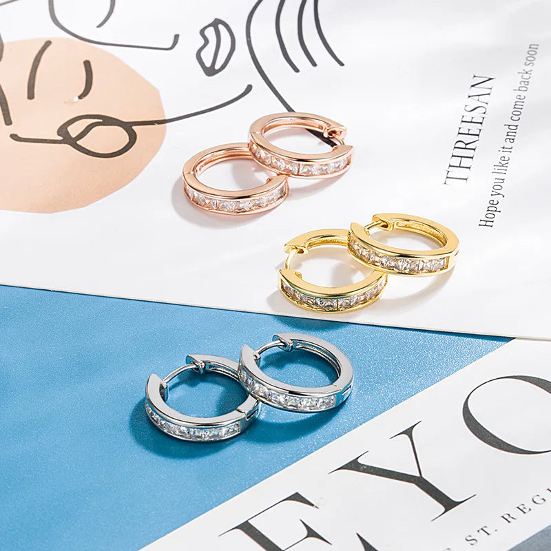 925 Sterling Silver Simple And Personalized Small Circle Earrings With Shiny Zircon Exquisite Earrings And Fashionable Jewelry