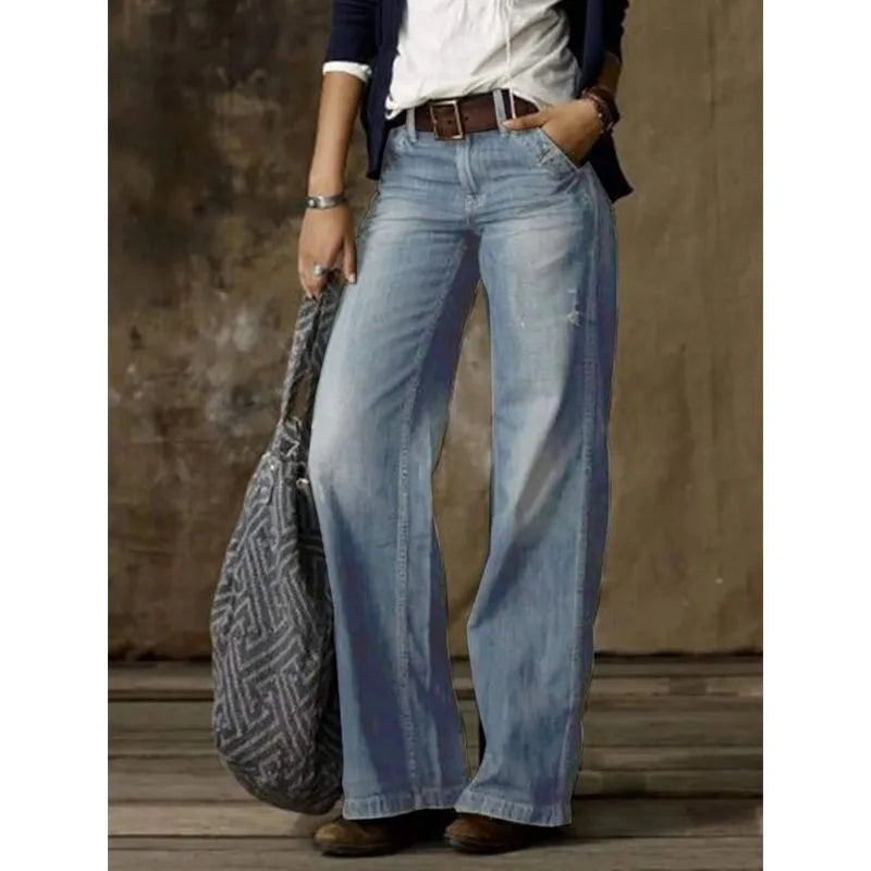 Women's Jeans Spring/Summer New Hot Selling Fashion Casual Women's Pants Straight Leg Wide Leg Jeans High Shot Woman
