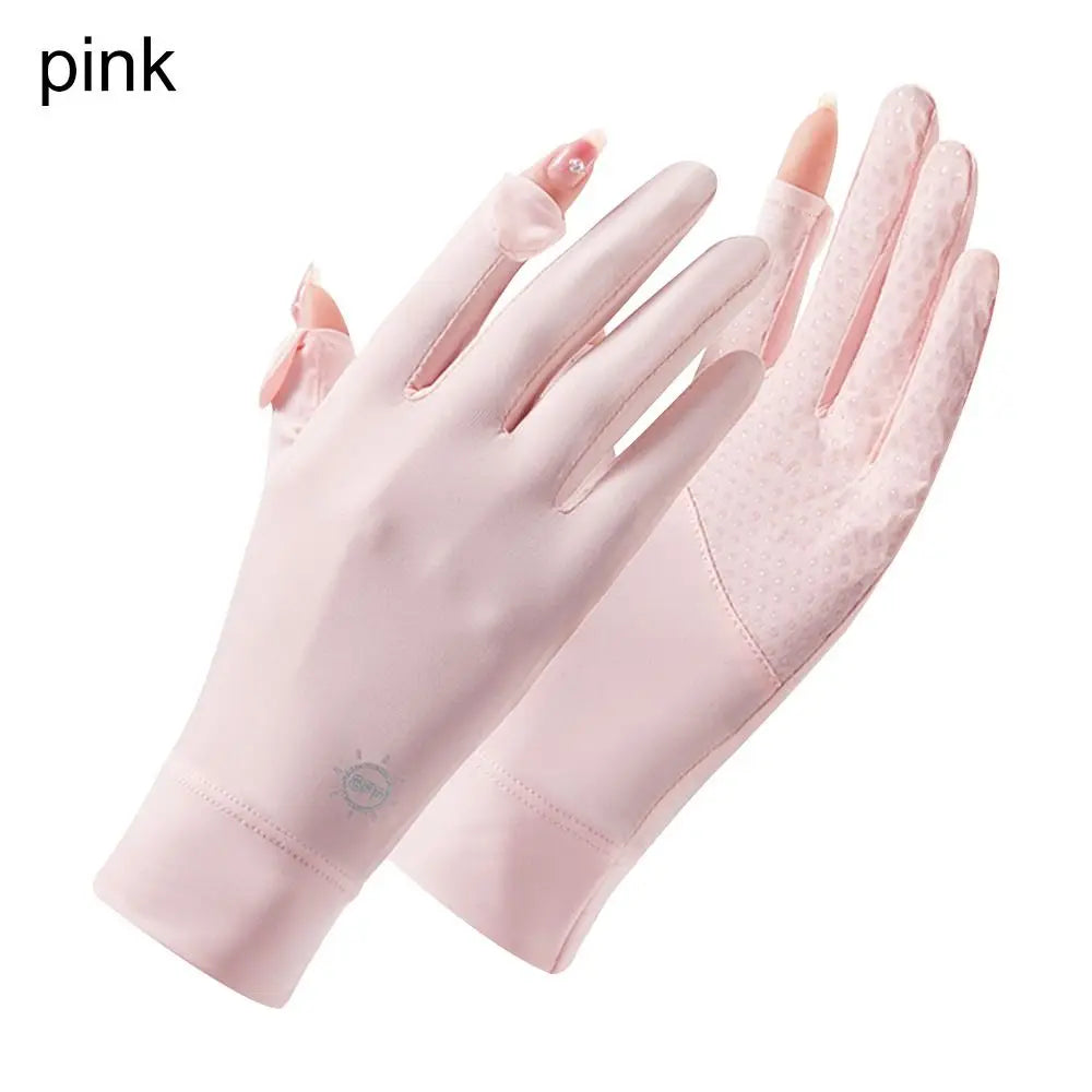 Breathable Touch Screen Anti-UV Women Gloves Mittens Sunscreen Gloves Ice Silk Gloves