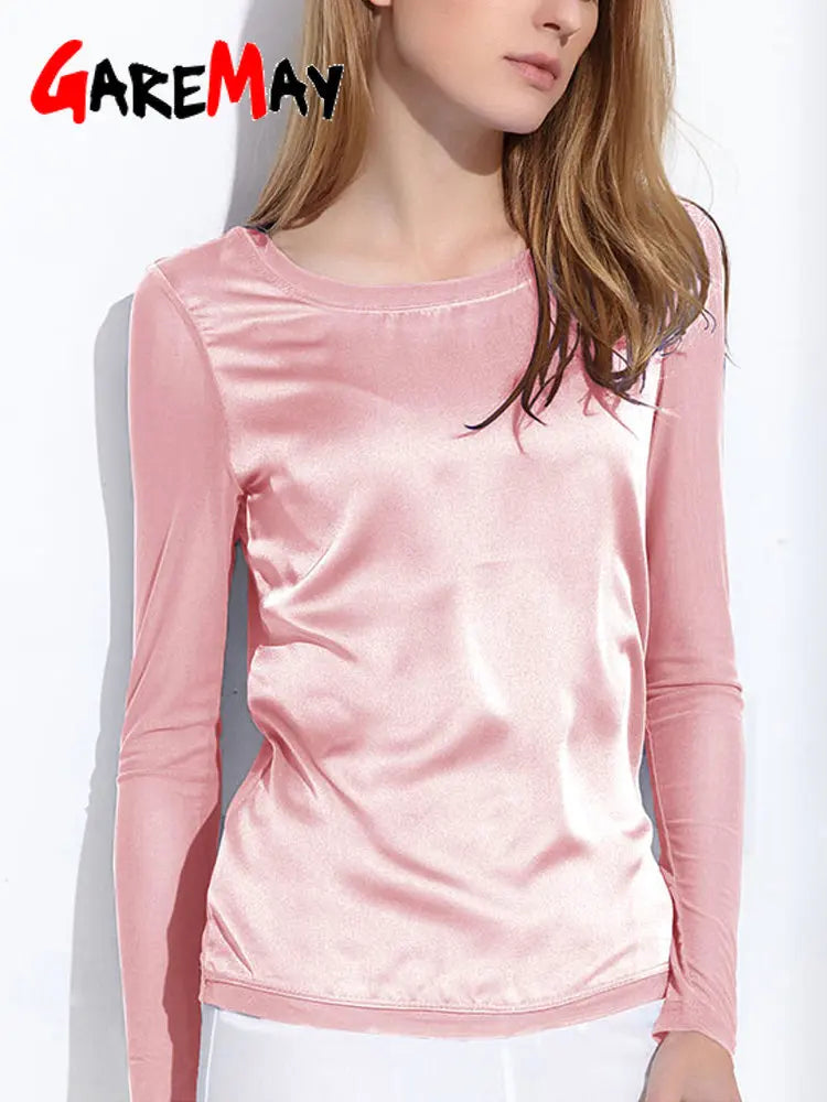 Women's Shirts Blouses 2024 Long Sleeve Formal Chiffon Blouse Women Shirts White Black 9 Color Silk Tops and Tees Satin Blouse