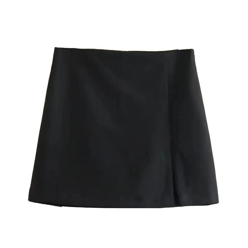 TRAF Summer Fashion Women Shorts Skirts Split Front Zipper Side High Waisted Skorts Female Short Pants Y2K Streetwear