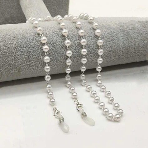 Eyeglass Chain White Plastic Beads Pearl Heart Color Crystal Charm Eyewear Retainer Glasses Holder Strap Women Necklace Gift