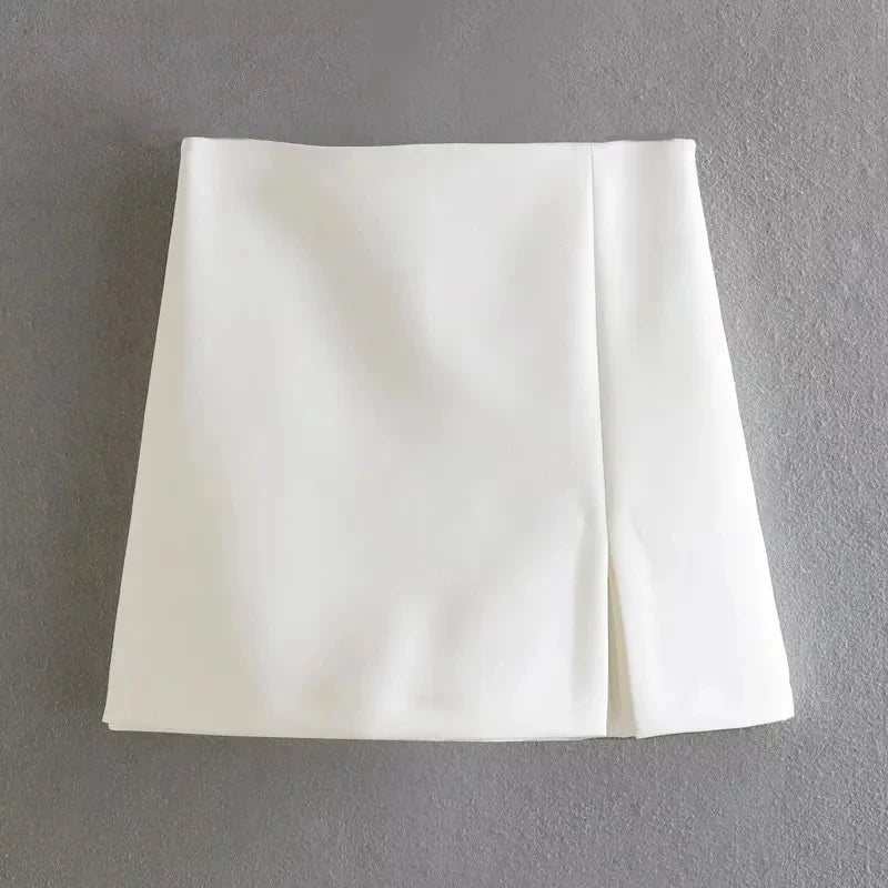 TRAF Summer Fashion Women Shorts Skirts Split Front Zipper Side High Waisted Skorts Female Short Pants Y2K Streetwear