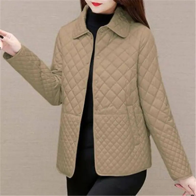Autumn Winter Women Midi Plaid Quilted Coats Fashion Female Korean Clothing New Solid Casual Thicken Warm Long Sleeve Jackets