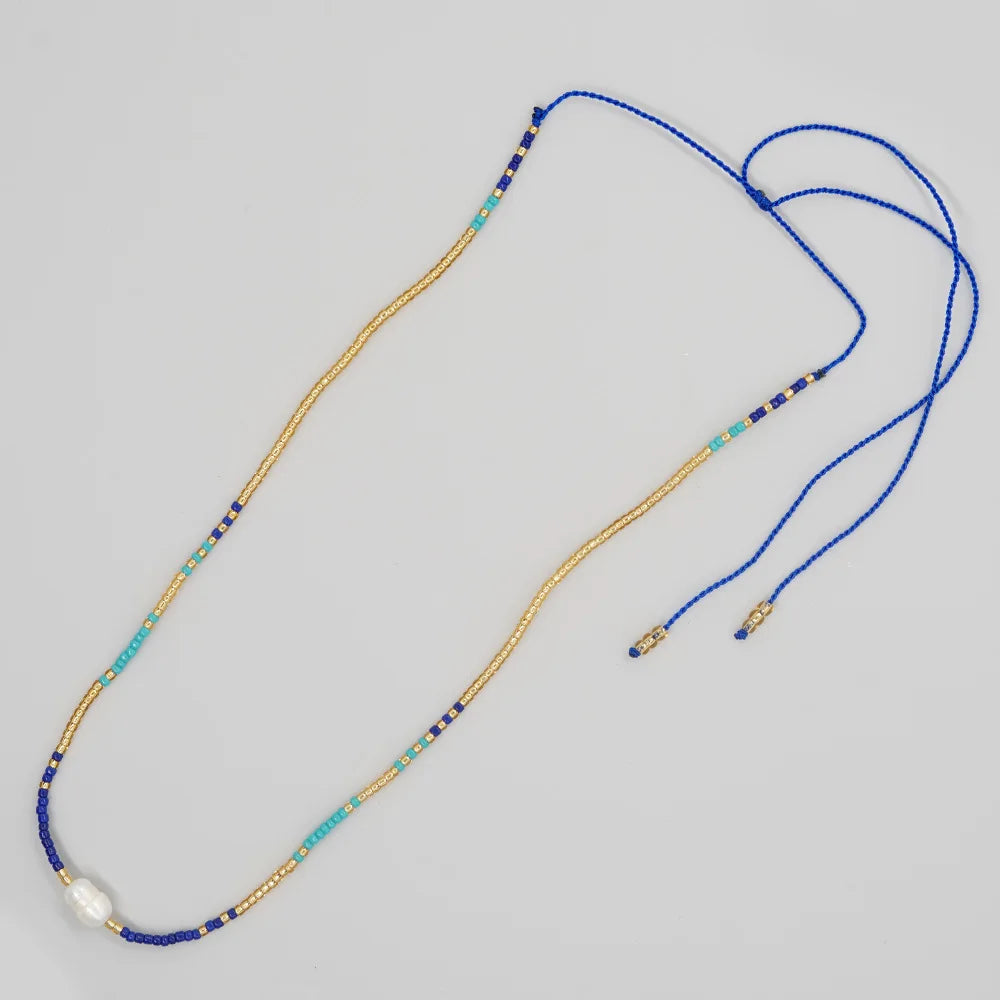 Go2boho Bohemian Colorful Luxury Gold Plated Women Fashion Jewelry Fine Choker Pearl Charm Boho Handmade Miyuki Beads Necklace