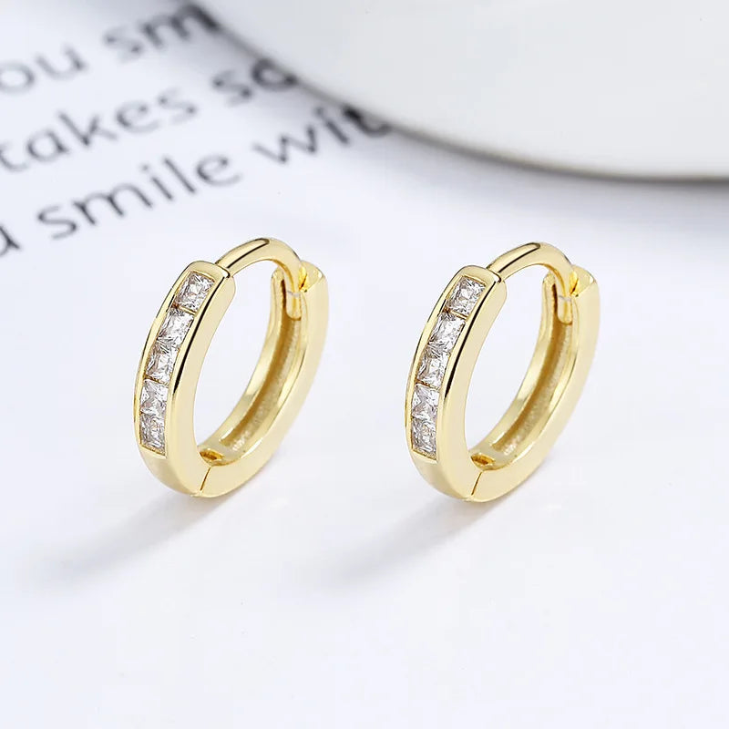 925 Sterling Silver Simple And Personalized Small Circle Earrings With Shiny Zircon Exquisite Earrings And Fashionable Jewelry