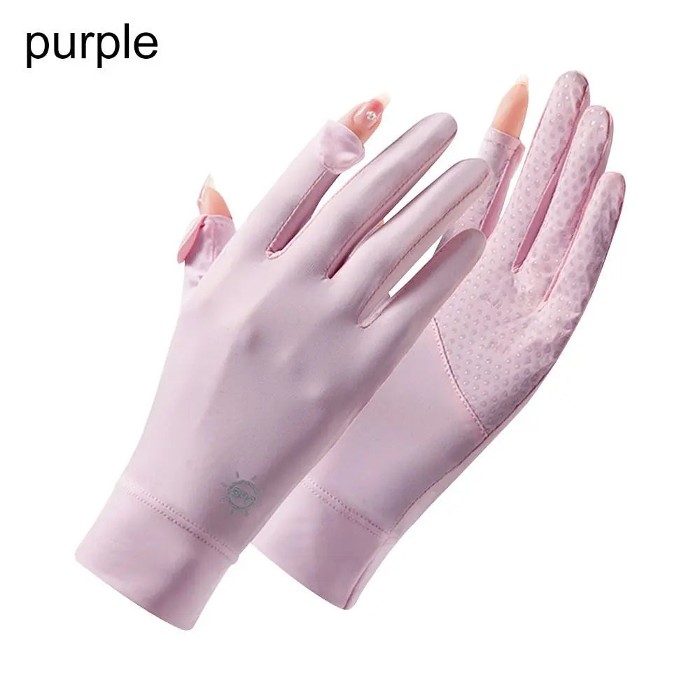 Breathable Touch Screen Anti-UV Women Gloves Mittens Sunscreen Gloves Ice Silk Gloves