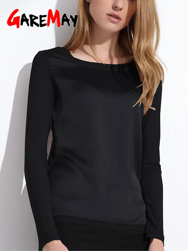 Women's Shirts Blouses 2024 Long Sleeve Formal Chiffon Blouse Women Shirts White Black 9 Color Silk Tops and Tees Satin Blouse