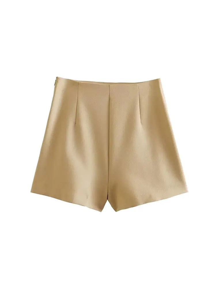 TRAF Summer Fashion Women Shorts Skirts Split Front Zipper Side High Waisted Skorts Female Short Pants Y2K Streetwear