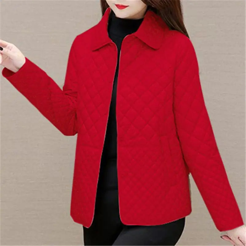 Autumn Winter Women Midi Plaid Quilted Coats Fashion Female Korean Clothing New Solid Casual Thicken Warm Long Sleeve Jackets