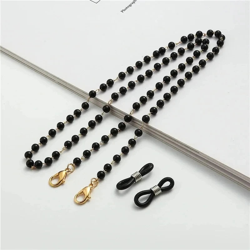 Eyeglass Chain White Plastic Beads Pearl Heart Color Crystal Charm Eyewear Retainer Glasses Holder Strap Women Necklace Gift