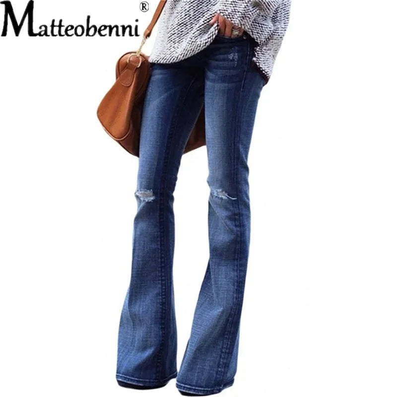 Wide Legs Pants Female Women's Jeans Large Size Boyfriend Women Jeans Ladies Sexy High Waist Ripped Jeans 2021 Flared Trousers
