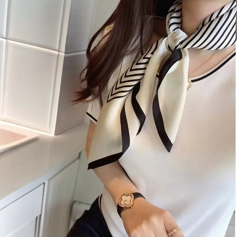 Luxury Brand Women Scarf Summer 70cm Silk Scarves Shawls Lady Sunscreen Beach Shawl Horse Print Square Scarves Muslim Headscarf