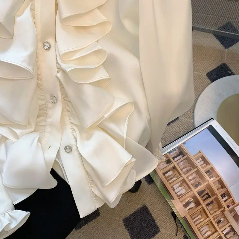 Spring Autumn New Fashion Polo Neck Long Sleeved Blouse Solid Color Casual Versatile Clothing Commuter Western Women's Shirts