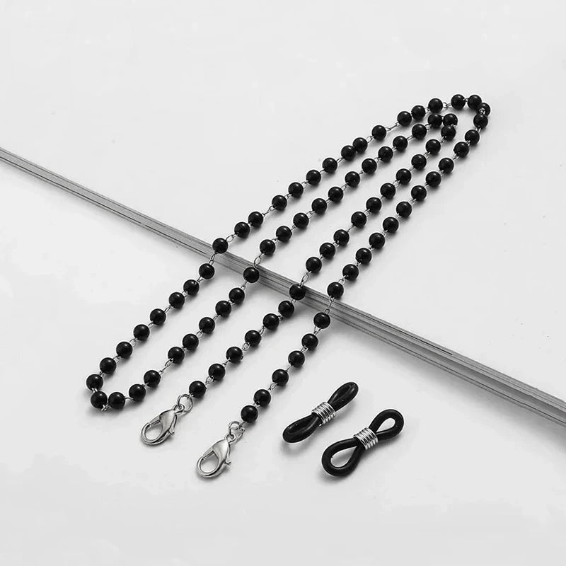 Eyeglass Chain White Plastic Beads Pearl Heart Color Crystal Charm Eyewear Retainer Glasses Holder Strap Women Necklace Gift