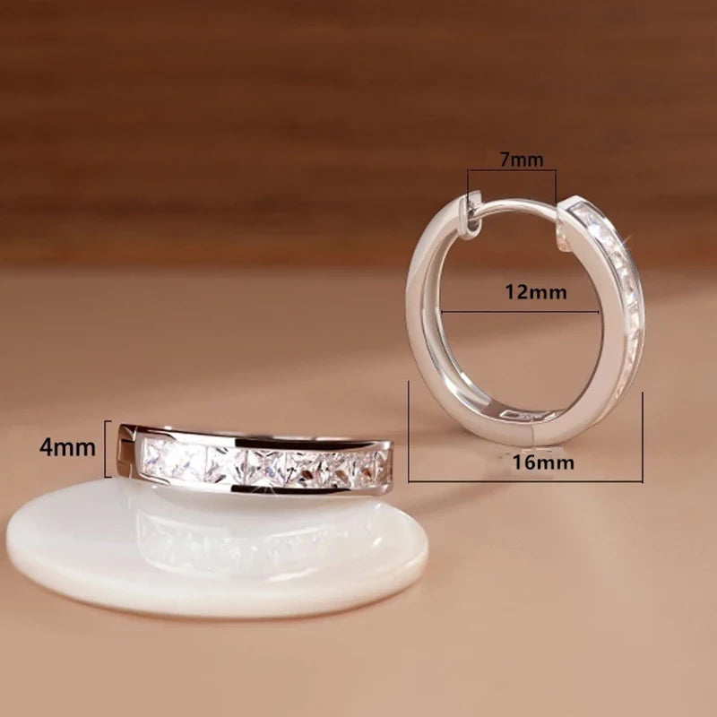 925 Sterling Silver Simple And Personalized Small Circle Earrings With Shiny Zircon Exquisite Earrings And Fashionable Jewelry