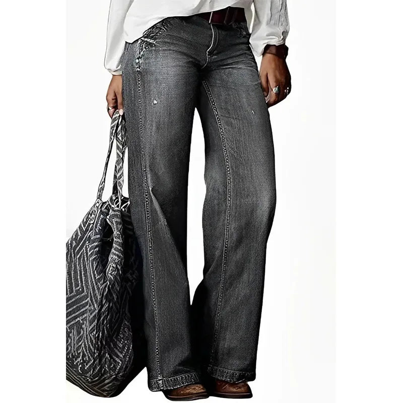 Women's Jeans Spring/Summer New Hot Selling Fashion Casual Women's Pants Straight Leg Wide Leg Jeans High Shot Woman