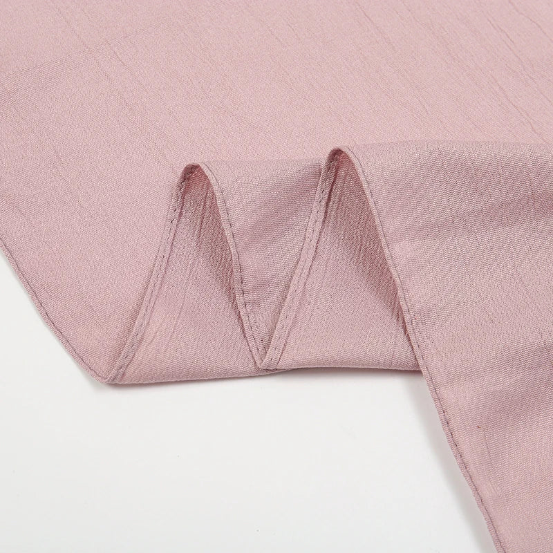 Plain Cotton Feel Wrinkle Hijab Scarf Woman Muslim Hijab Shawls Soft Long Wraps Solid Color Ladies Turban Elegant Headband Stole