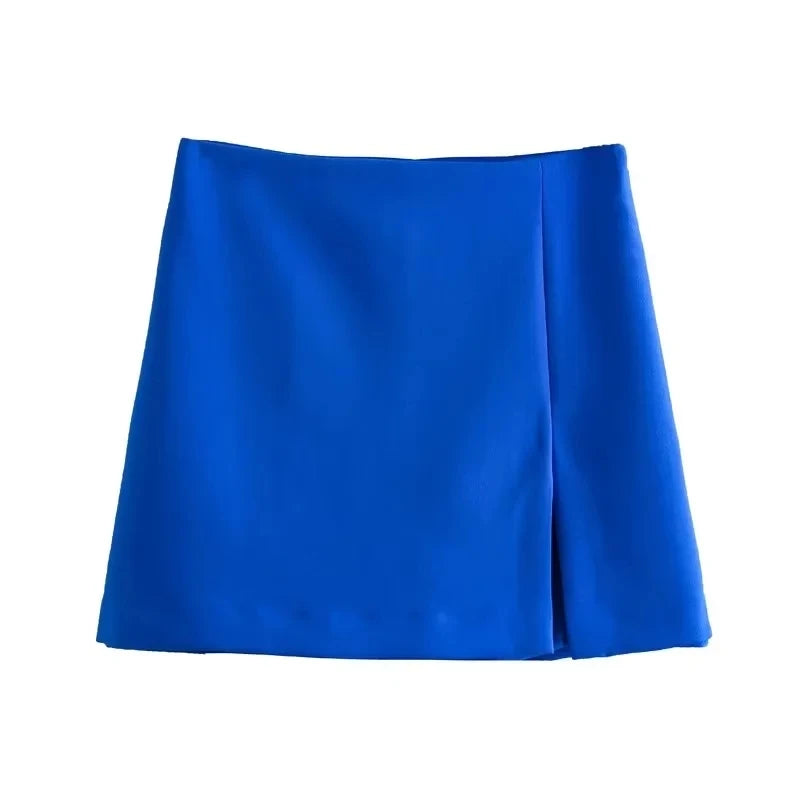 TRAF Summer Fashion Women Shorts Skirts Split Front Zipper Side High Waisted Skorts Female Short Pants Y2K Streetwear