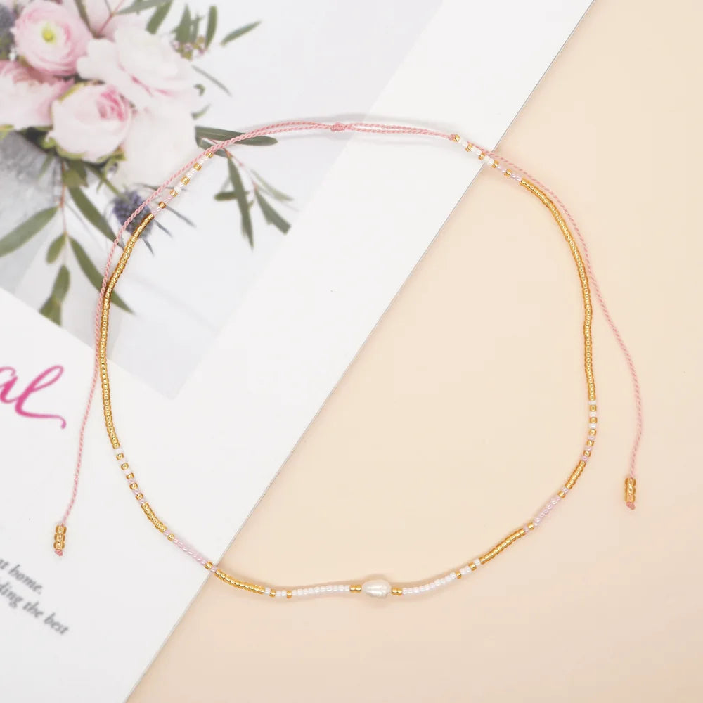 Go2boho Bohemian Colorful Luxury Gold Plated Women Fashion Jewelry Fine Choker Pearl Charm Boho Handmade Miyuki Beads Necklace