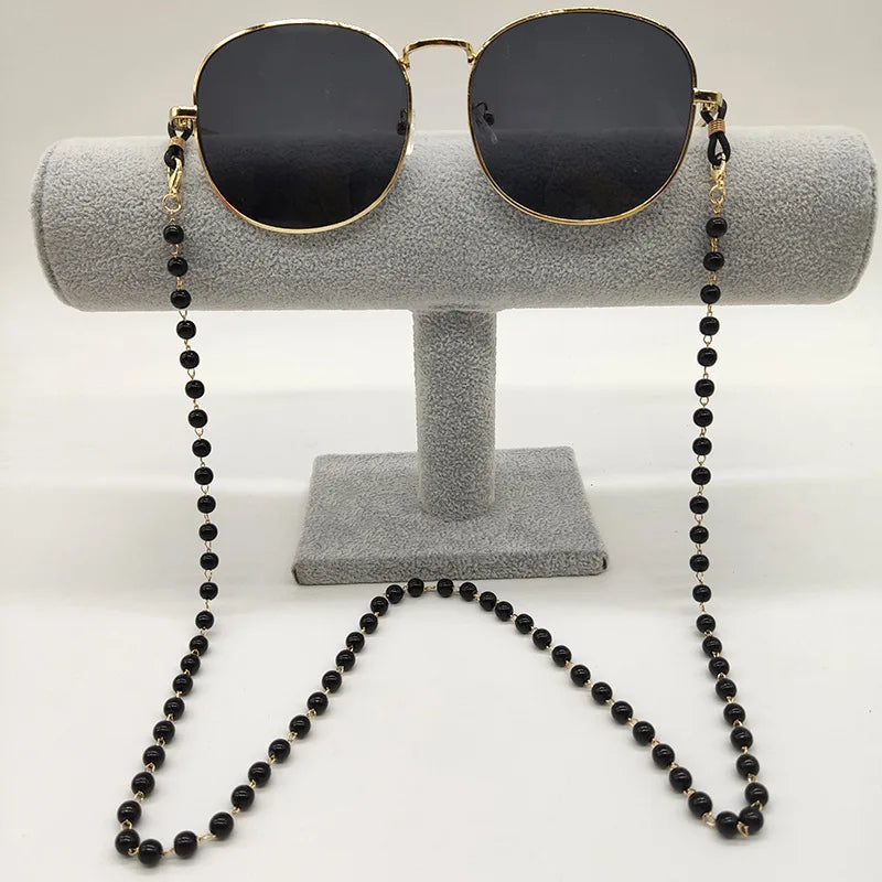 Eyeglass Chain White Plastic Beads Pearl Heart Color Crystal Charm Eyewear Retainer Glasses Holder Strap Women Necklace Gift