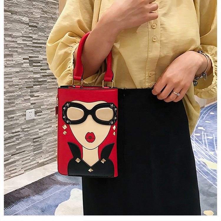 New Design Leather Face Chain Square Purses Tote Fashion Girls Crossbody