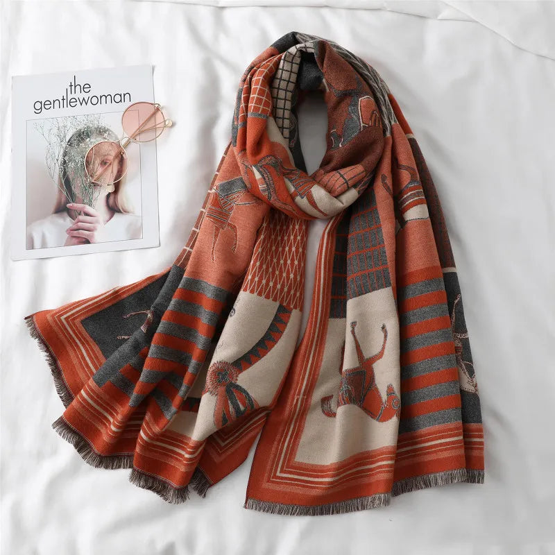 New 2022 Brand Women Scarf Horse Cashmere